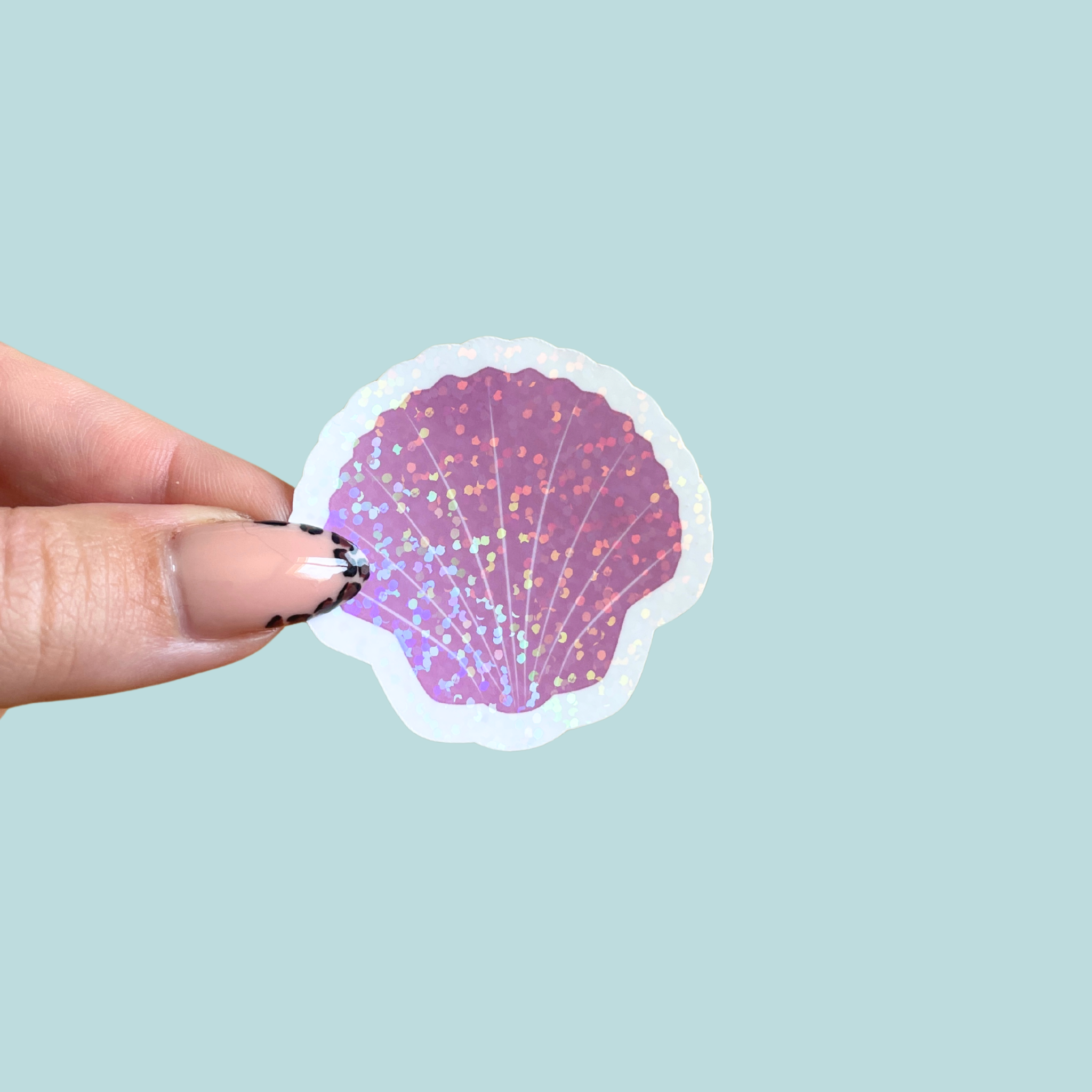 atelier-naholi-stickers-coquillage-violet-autocollant-holographique image 1