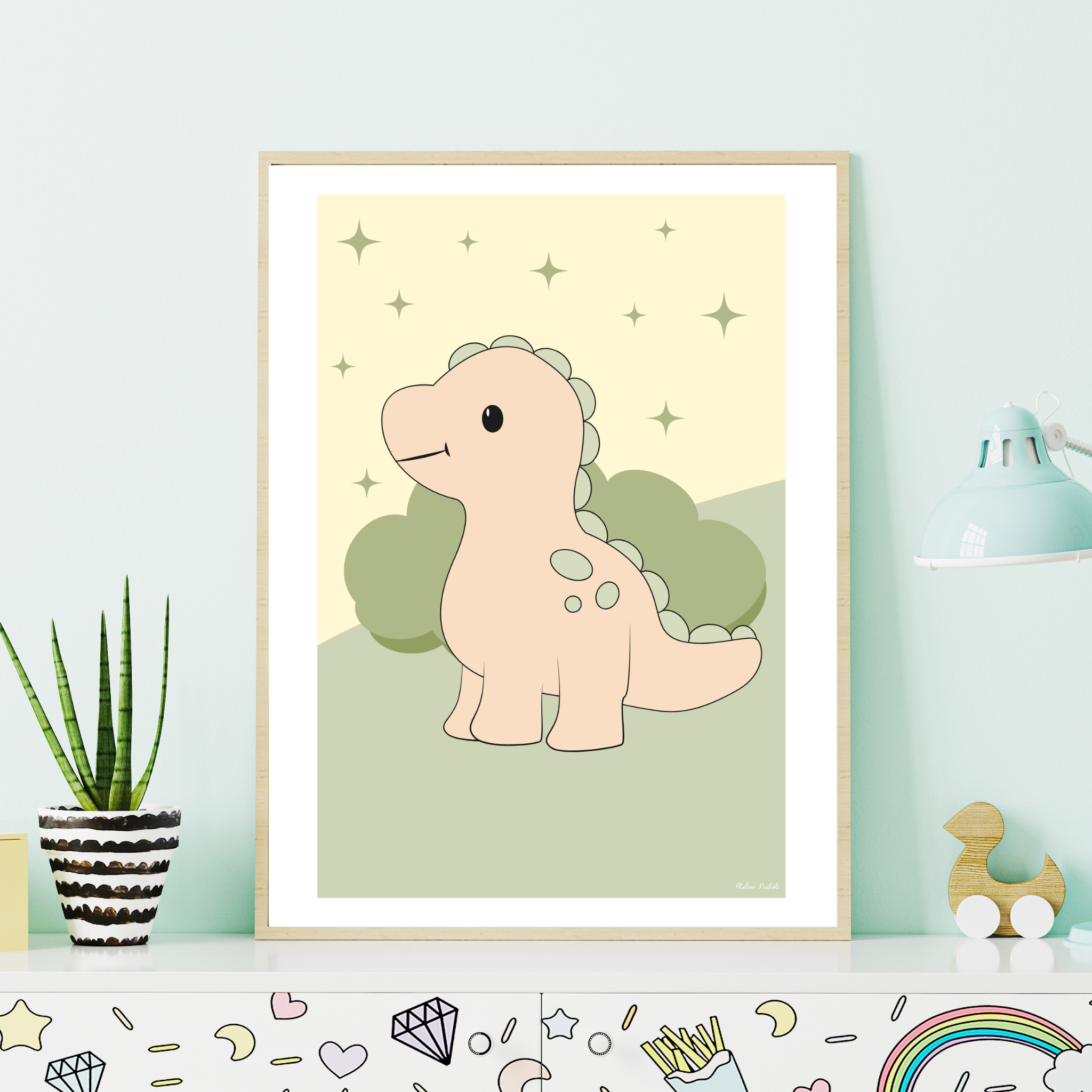 atelier-naholi-affiche-dinosaure-vert-poster-enfant-a4 image 3