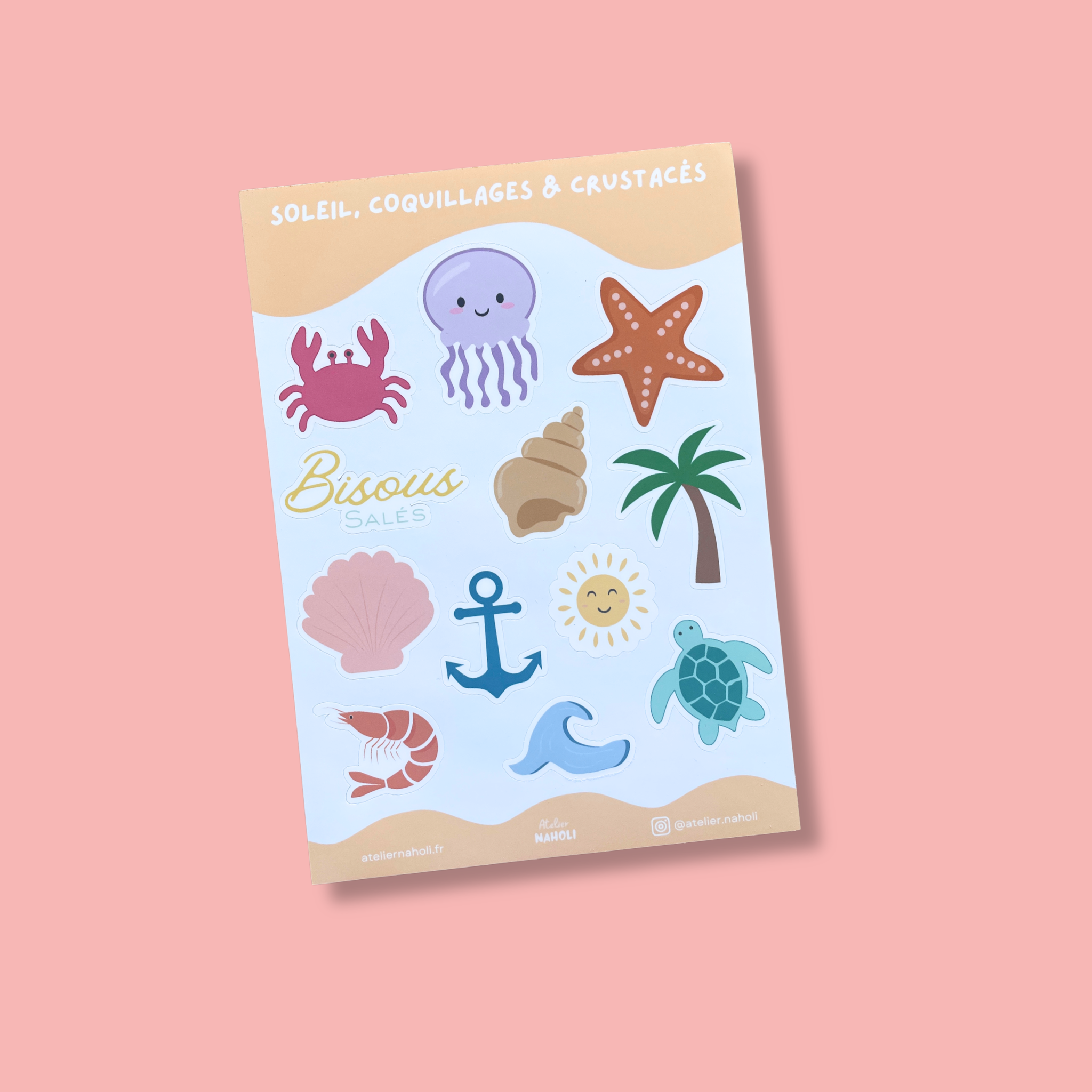 atelier-naholi-planche-stickers-soleil-coquillages-a6-12-motifs image 1