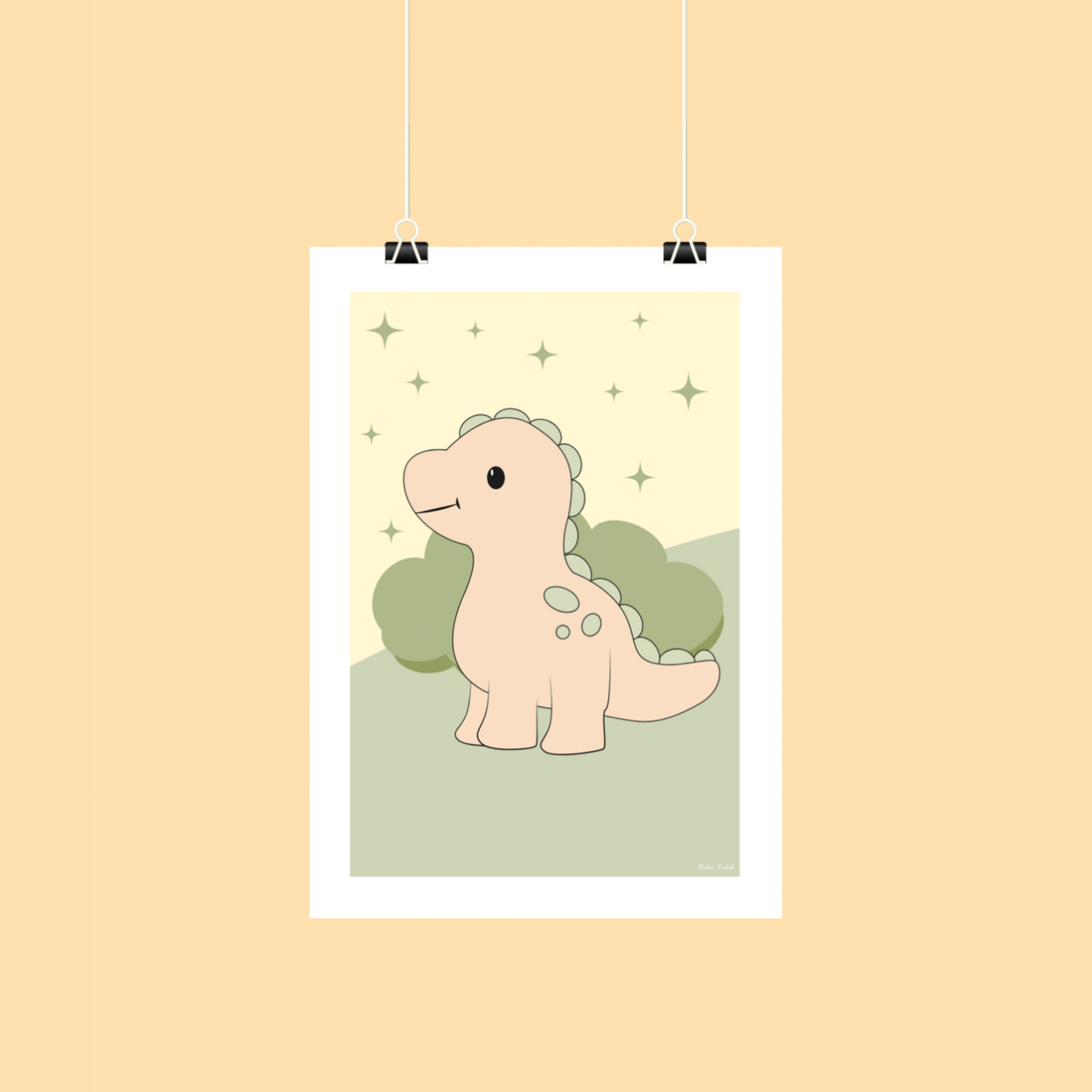 atelier-naholi-affiche-dinosaure-vert-poster-enfant-a4 image 1