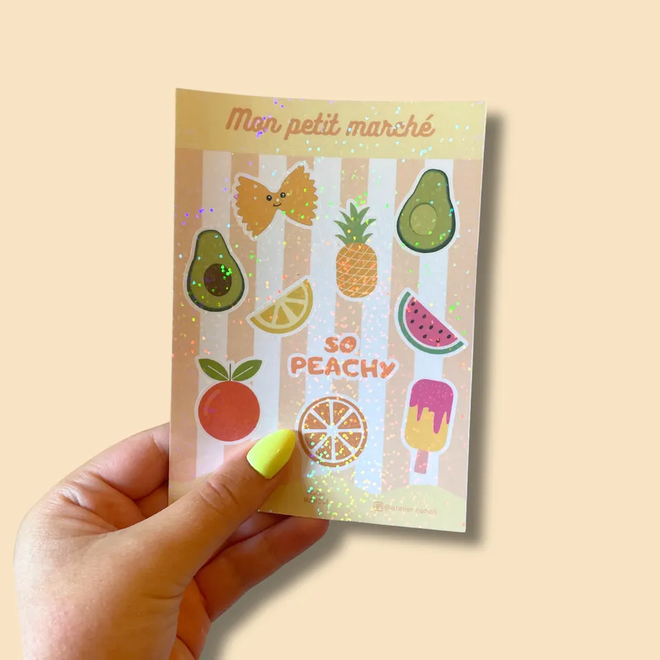 atelier-naholi-mon-petit-march-planche-stickers-a6-paillettes image 1