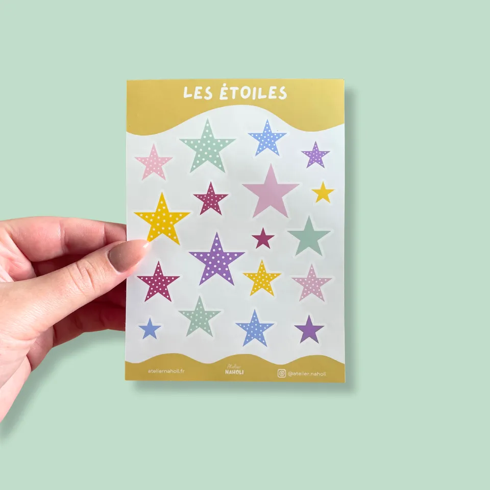 atelier-naholi-planche-de-stickers-les-toiles-autocollants-a6-mat image 1