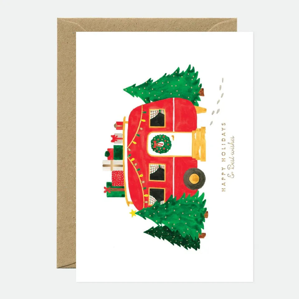 all-the-ways-to-say-xmas-caravan-carte-de-voeux-dor-e-a6 image 1