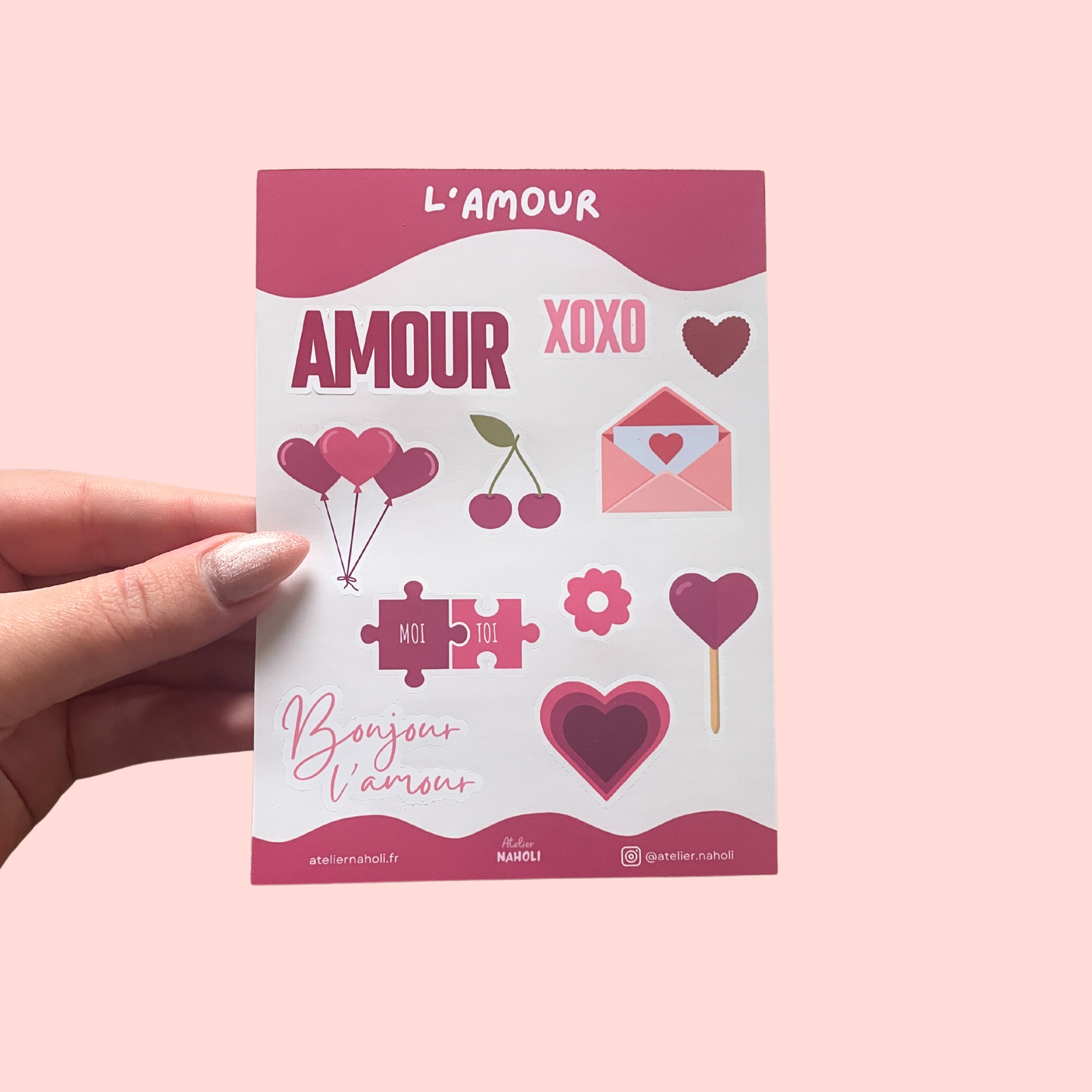 atelier-naholi-planche-stickers-l-amour-a6-autocollants image 1