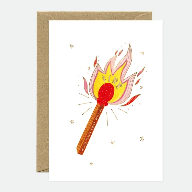 all-the-ways-to-say-fire-match-carte-de-voeux-a6-feuille-dor-e image 1