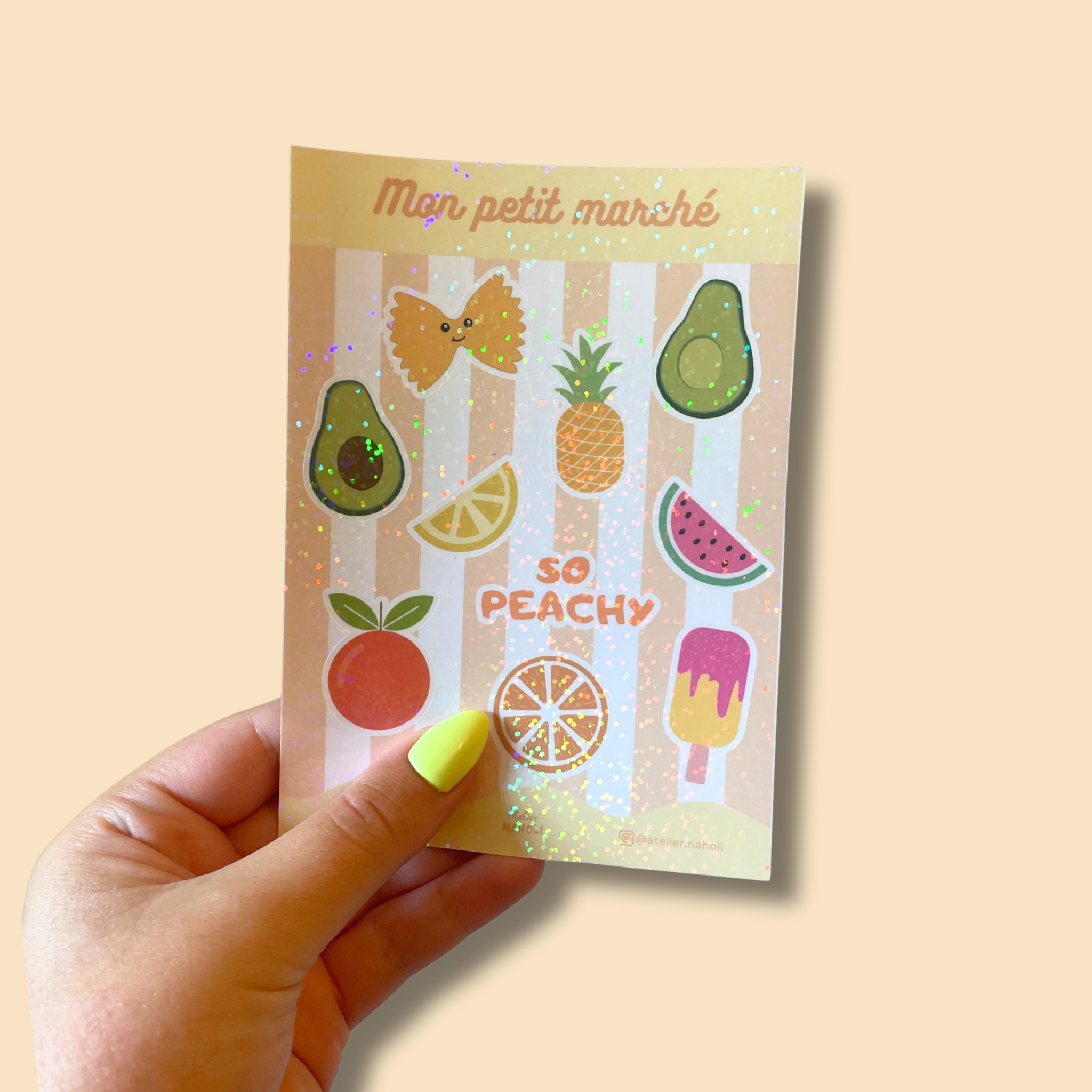 atelier-naholi-mon-petit-march-planche-stickers-a6-paillettes image 1