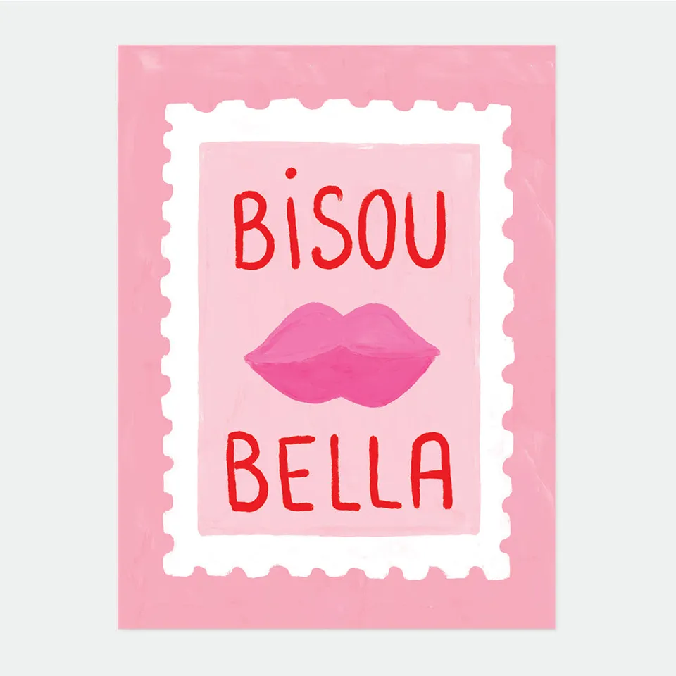 all-the-ways-to-say-bisous-bella-affiche-29-7-x-39-7-cm-rose image 1