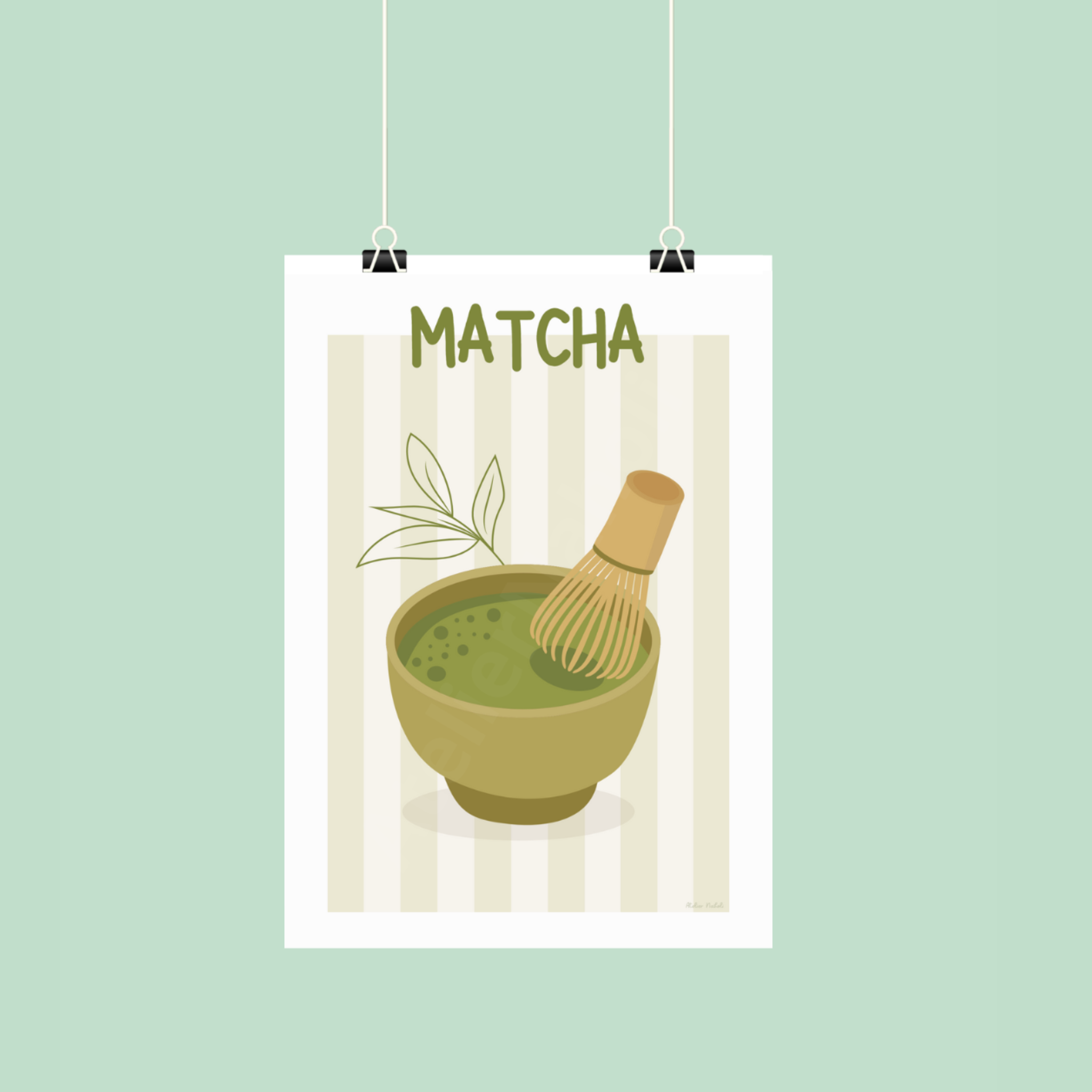 atelier-naholi-affiche-bol-de-matcha-a4-poster-zen-kawaii image 1