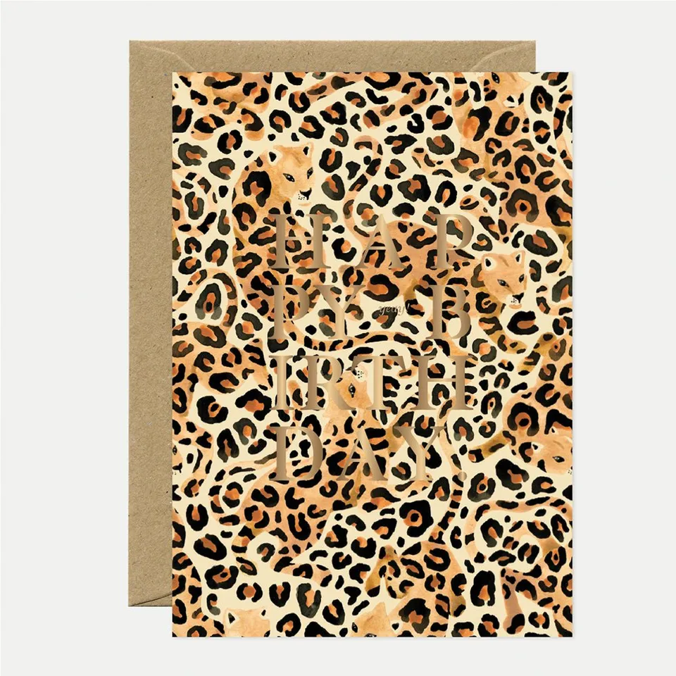 all-the-way-to-say-leopard-carte-anniversaire-a6-feuille-dor-e image 1