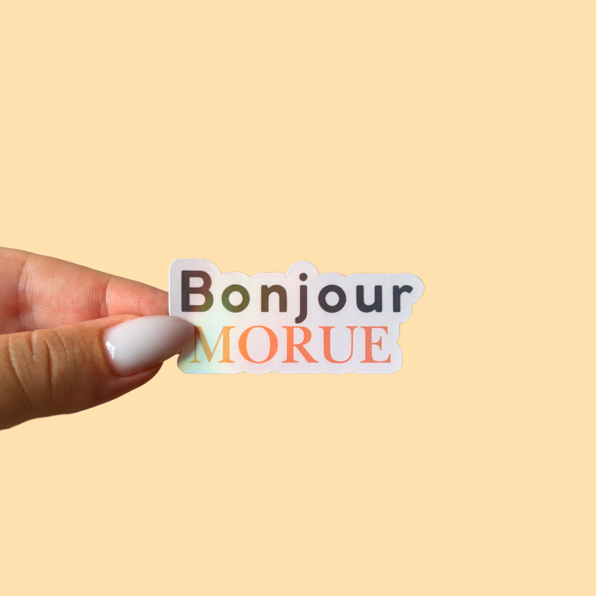 atelier-naholi-sticker-bonjour-morue-holographique-6-cm image 1